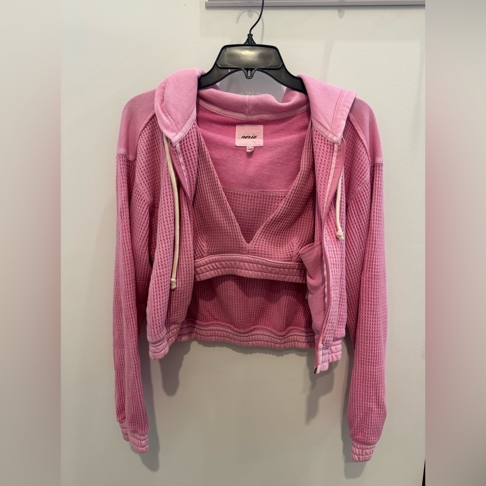 Aerie Cropped Waffle Hoodie - Picture 10 of 13